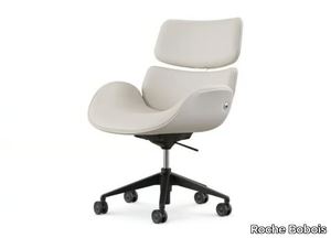 CENTO OFFICE - Height-adjustable leather office chair with castors with 5-Spoke base _ Roche Bobois