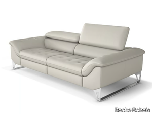 CINETIQUE - 3 seater sled base leather sofa with electric motion _ Roche Bobois
