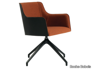 COLETTE - Swivel with 4-spoke base fabric chair with armrests _ Roche Bobois