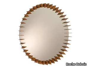 TURBINE - Wall-mounted round framed wooden mirror _ Roche Bobois