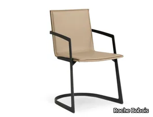 ECHOES - Cantilever tanned leather chair with armrests _ Roche Bobois