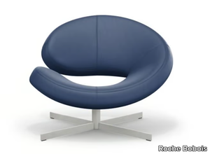 NUAGE 2 - Swivel with 4-spoke base leather easy chair _ Roche Bobois