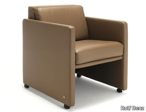 ROLF BENZ 011 EGO - Leather armchair with castors _ Rolf Benz