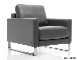 ROLF BENZ 011 EGO - Leather armchair with armrests _ Rolf Benz