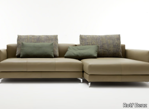 ROLF BENZ 007 NUVOLA - Sectional leather sofa with chaise longue _ Rolf Benz