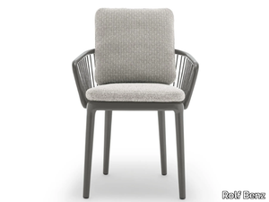 ROLF BENZ 232 YOKO - Upholstered aluminium garden chair with armrests _ Rolf Benz