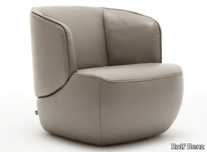 ROLF BENZ 384 - Leather easy chair with armrests _ Rolf Benz