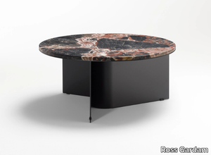 BREEZE - Low round aluminium coffee table with marble top _ Ross Gardam