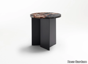 BREEZE - Round aluminium coffee table with marble top _ Ross Gardam