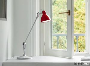 LUXY - With swing arm glass and steel table lamp _ Rotaliana