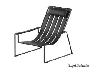 STRAPPY - Sled base stackable Imitation leather garden armchair with headrest _ Royal Botania