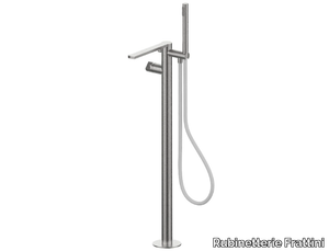 BORGIA 89596 - Floor standing single handle stainless steel bathtub tap with hand shower _ Rubinetterie Frattini