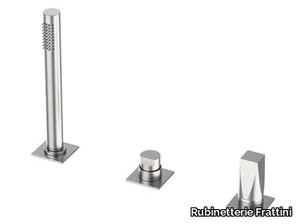 ALINE 49028 - Deck mounted 3 hole stainless steel bathtub tap with hand shower _ Rubinetterie Frattini