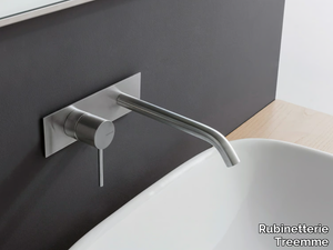 40MM - Wall-mounted stainless steel washbasin mixer with plate _ Rubinetterie Treemme