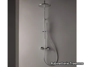 LINE - Wall-mounted brass shower panel with overhead shower _ Rubinetterie Treemme