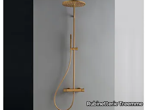 UP+ - Wall-mounted brass shower panel with overhead shower _ Rubinetterie Treemme