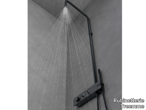 WATT - Wall-mounted thermostatic brass shower panel with overhead shower _ Rubinetterie Treemme