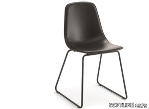 COUPÉ SL UP - Sled base tanned leather chair _ SOFTLINE 1979