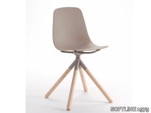 COUPÉ 4T - Swivel polypropylene chair with solid ash wood frame _ SOFTLINE 1979