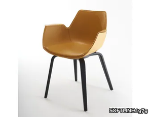 NITA A FP - Tanned leather chair with armrests and mulit-layer wood legs _ SOFTLINE 1979