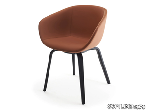 MAYA FP UP - Tanned leather chair with armrests _ SOFTLINE 1979