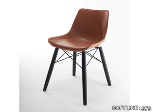 NITA C OMC IRON - Tanned leather chair with multi-layer wood and metal legs _ SOFTLINE 1979