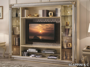 35TH ANNIVERSARY 2900 - Wood and glass TV cabinet with shelves _ SCAPPINI & C