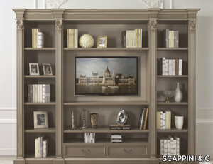 35TH ANNIVERSARY 2005/B15 - Open wooden bookcase with TV stand _ SCAPPINI & C