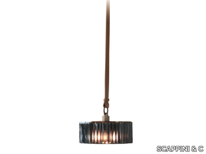 NEST NL55 - Tanned leather pendant lamp with crystals _ SCAPPINI & C