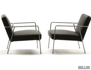 VALERI - Upholstered leather armchair with armrests _ SELLEX