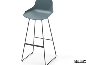 SET - Sled base polypropylene stool with back _ SELLEX