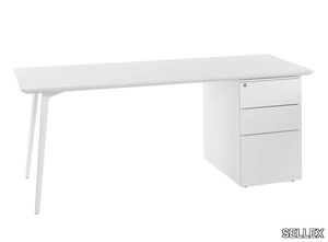 FLY - Rectangular wooden office desk with shelves _ SELLEX