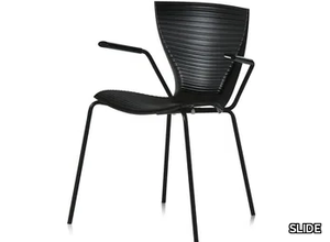 GLORIA - Stackable polypropylene chair with armrests _ SLIDE