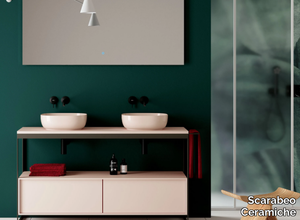 SOLID - Double metal vanity unit with towel rail _ Scarabeo Ceramiche