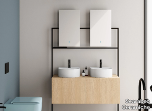 PICTURE - Double vanity unit with mirror _ Scarabeo Ceramiche