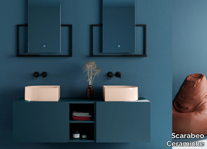 PICTURE - Wall-mounted double vanity unit _ Scarabeo Ceramiche