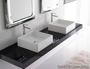 TEOREMA 40 - Countertop square ceramic washbasin _ Scarabeo Ceramiche