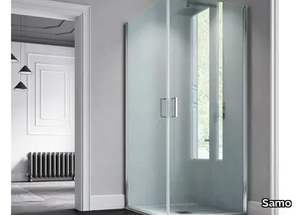 POLARIS - Corner rectangular tempered glass shower cabin with hinged door _ Samo