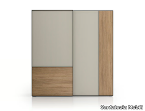 NUIT - Sectional wooden and tempered glass wardrobe with sliding doors _ Santalucia Mobili