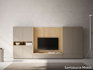 AKKA - Sectional wooden TV wall system _ Santalucia Mobili