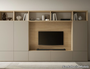 HND057 - Sectional wooden TV wall system _ Santalucia Mobili