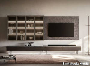 LUXURY - Sectional wooden TV wall system _ Santalucia Mobili