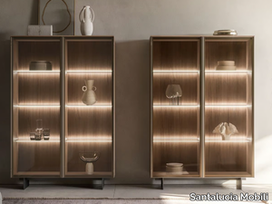 LUXURY - Sectional wooden display cabinet with integrated lighting _ Santalucia Mobili