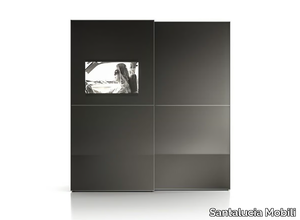 SCREEN - Tempered glass wardrobe with sliding doors and built-in TV _ Santalucia Mobili