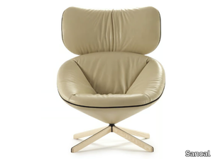 TORTUGA - Leather armchair with headrest with 4-spoke base _ Sancal