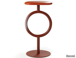 TOTEM - Steel and leather stool with footrest _ Sancal