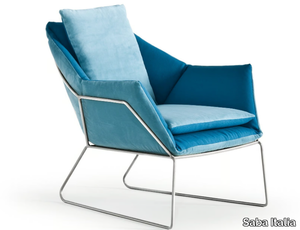 NEW YORK - Sled base fabric armchair with armrests _ Saba Italia