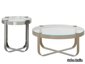 RING - Round glass and iron coffee table _ Saba Italia