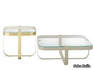 RING - Square glass and iron coffee table _ Saba Italia