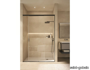 GOCCIA35 - Rectangular niche glass shower cabin with sliding door _ saint-gobain